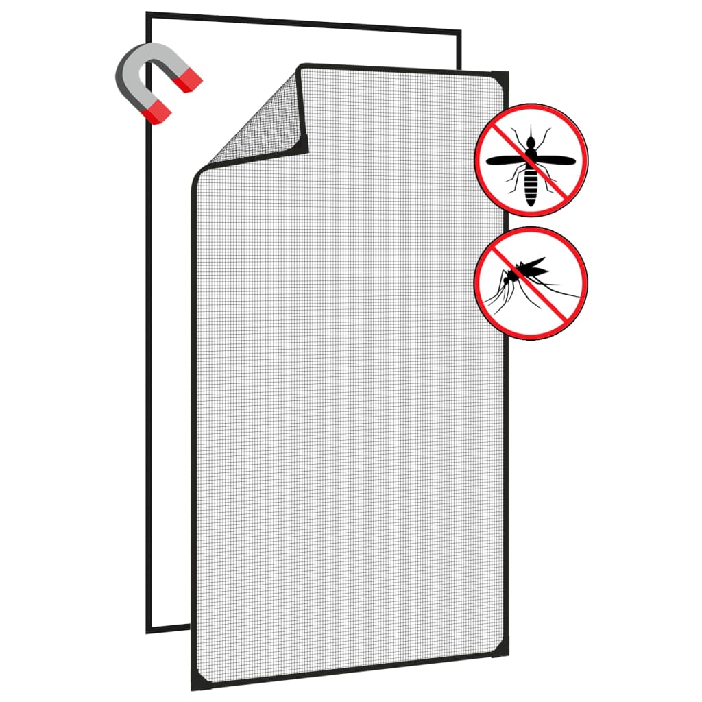 magnetisk insektnet til vinduer 80x140 cm antracitgrå