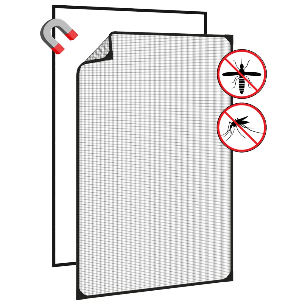 magnetisk insektnet til vinduer 80x120 cm antracitgrå