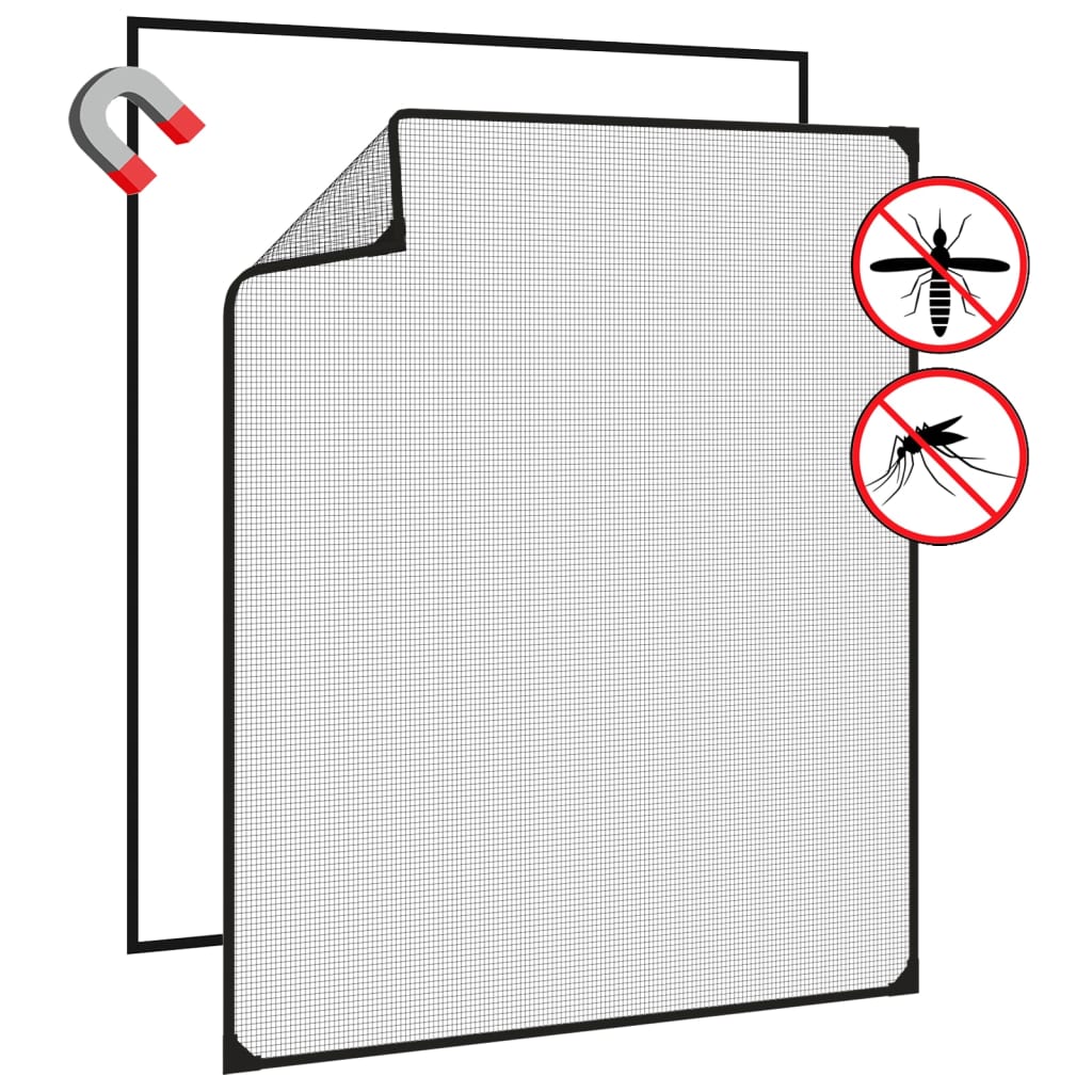 magnetisk insektnet til vinduer 100x120 cm antracitgrå