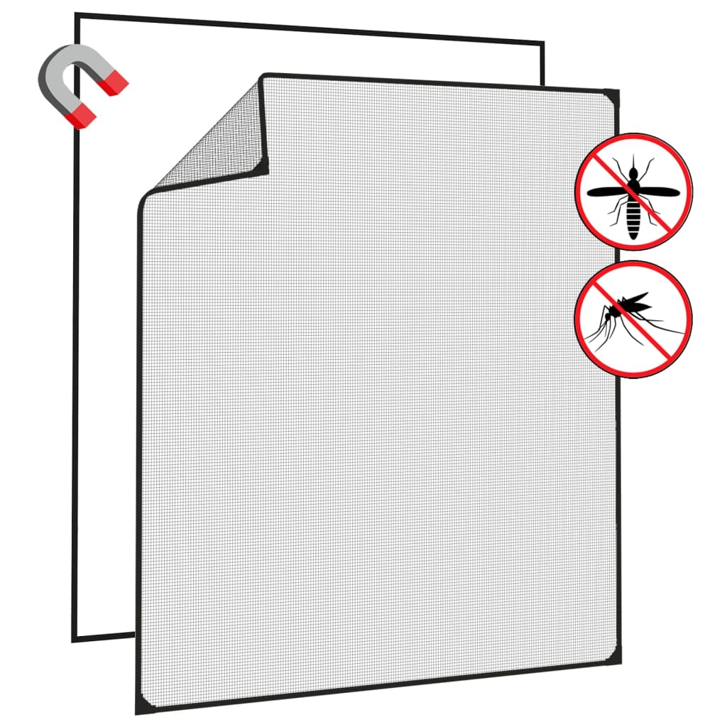 magnetisk insektnet til vinduer 130x150 cm antracitgrå