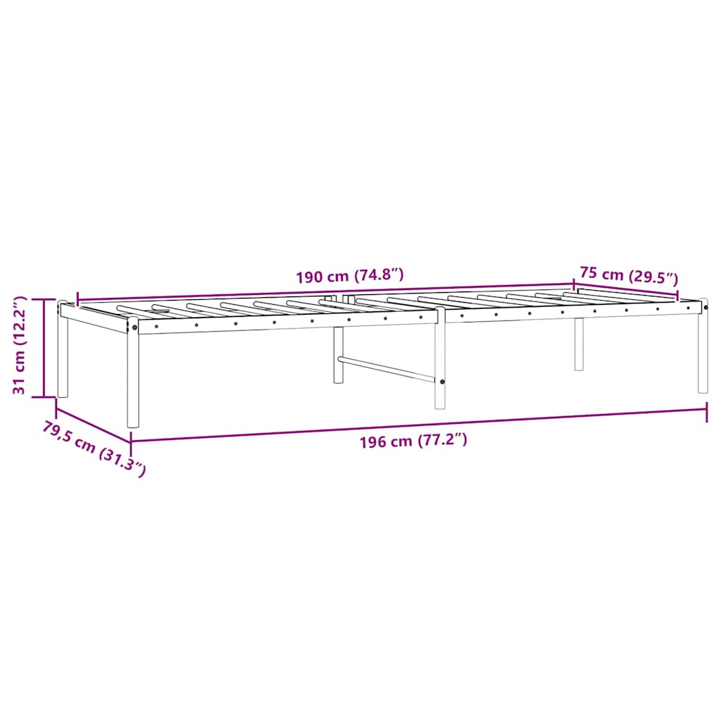 sengeramme 75x190 cm metal sort