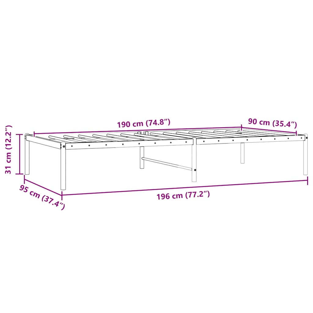 sengeramme 90x190 cm metal sort