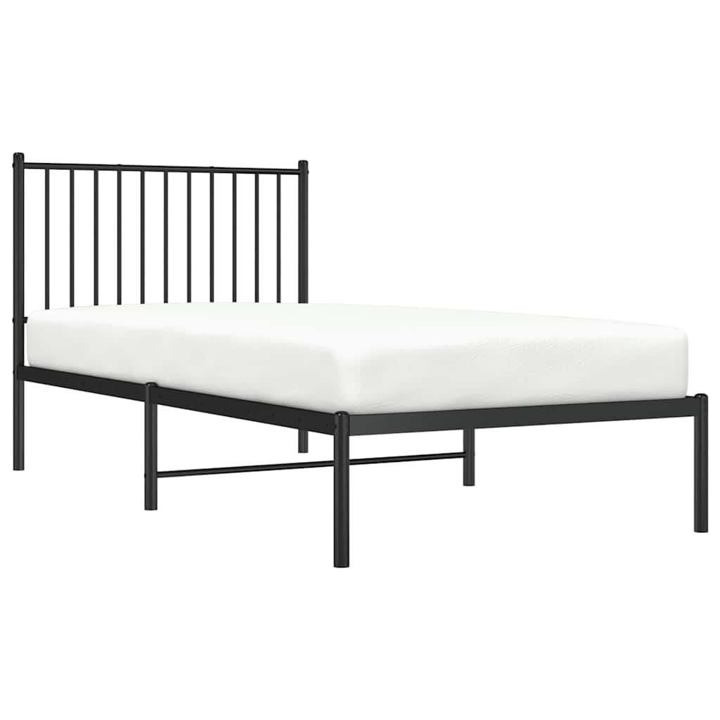 sengeramme med sengegavl 90x190 cm metal sort