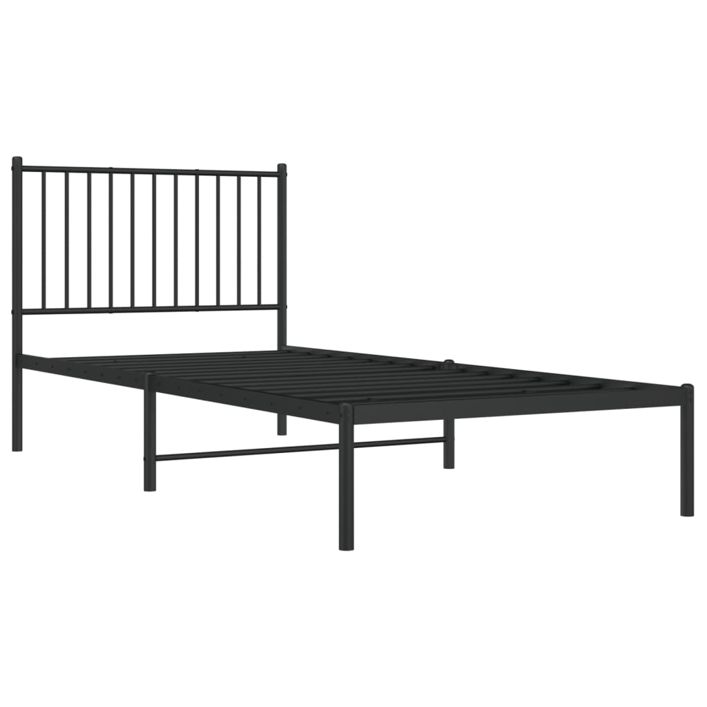 sengeramme med sengegavl 90x200 cm metal sort