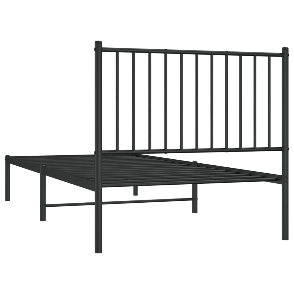 sengeramme med sengegavl 90x200 cm metal sort