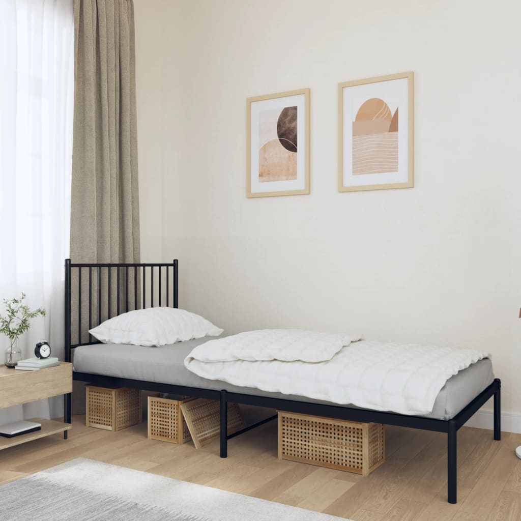 sengeramme med sengegavl 90x200 cm metal sort