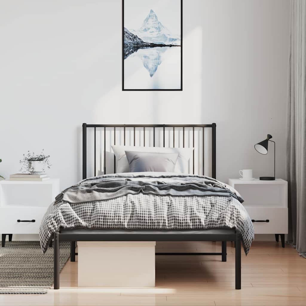 sengeramme med sengegavl 100x190 cm metal sort