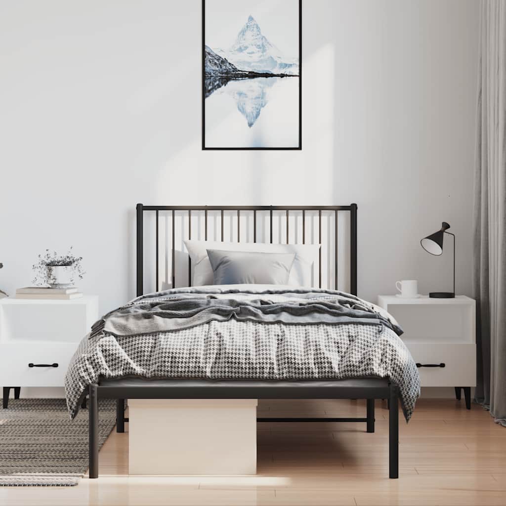 sengeramme med sengegavl 100x200 cm metal sort