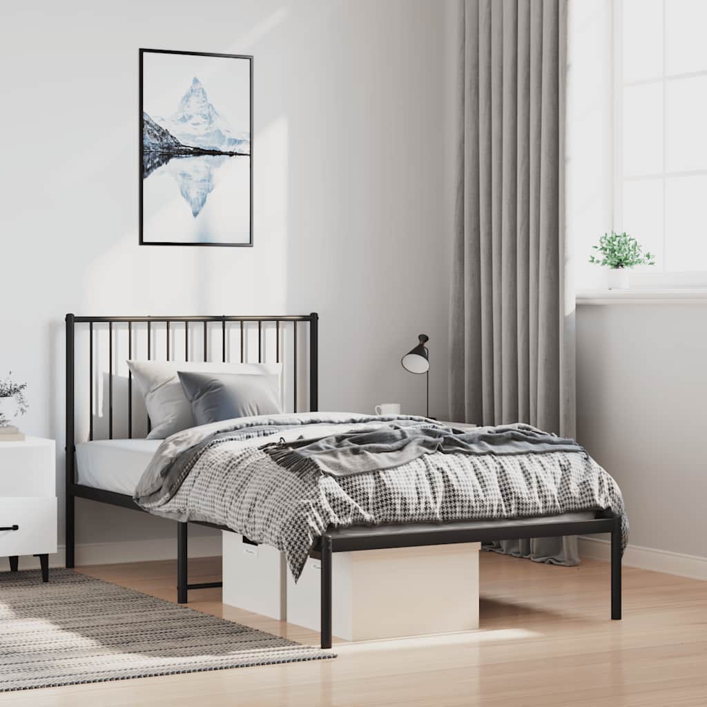 sengeramme med sengegavl 100x200 cm metal sort