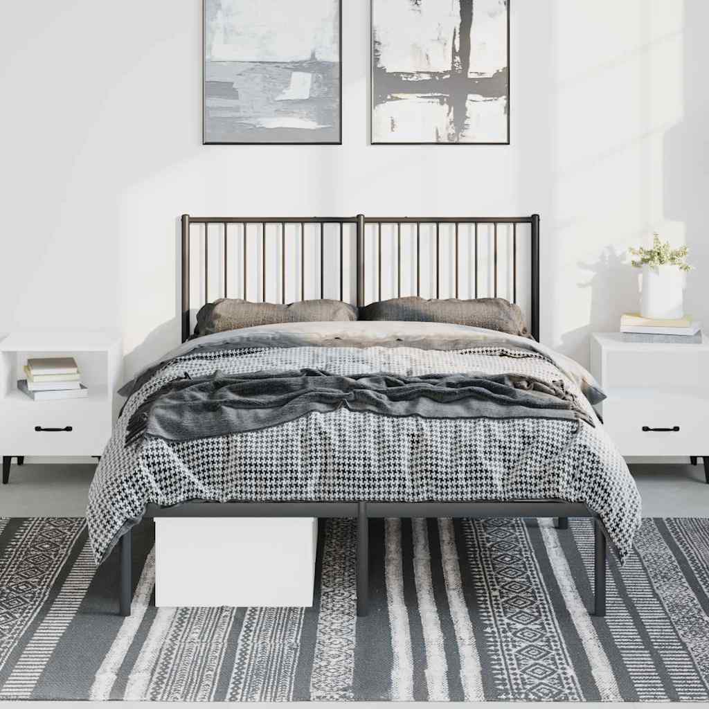 sengeramme med sengegavl 135x190 cm metal sort
