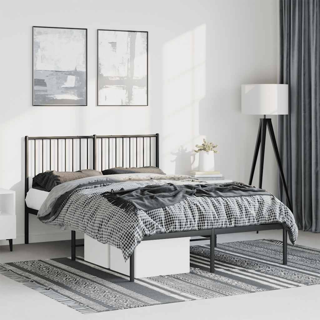 sengeramme med sengegavl 135x190 cm metal sort
