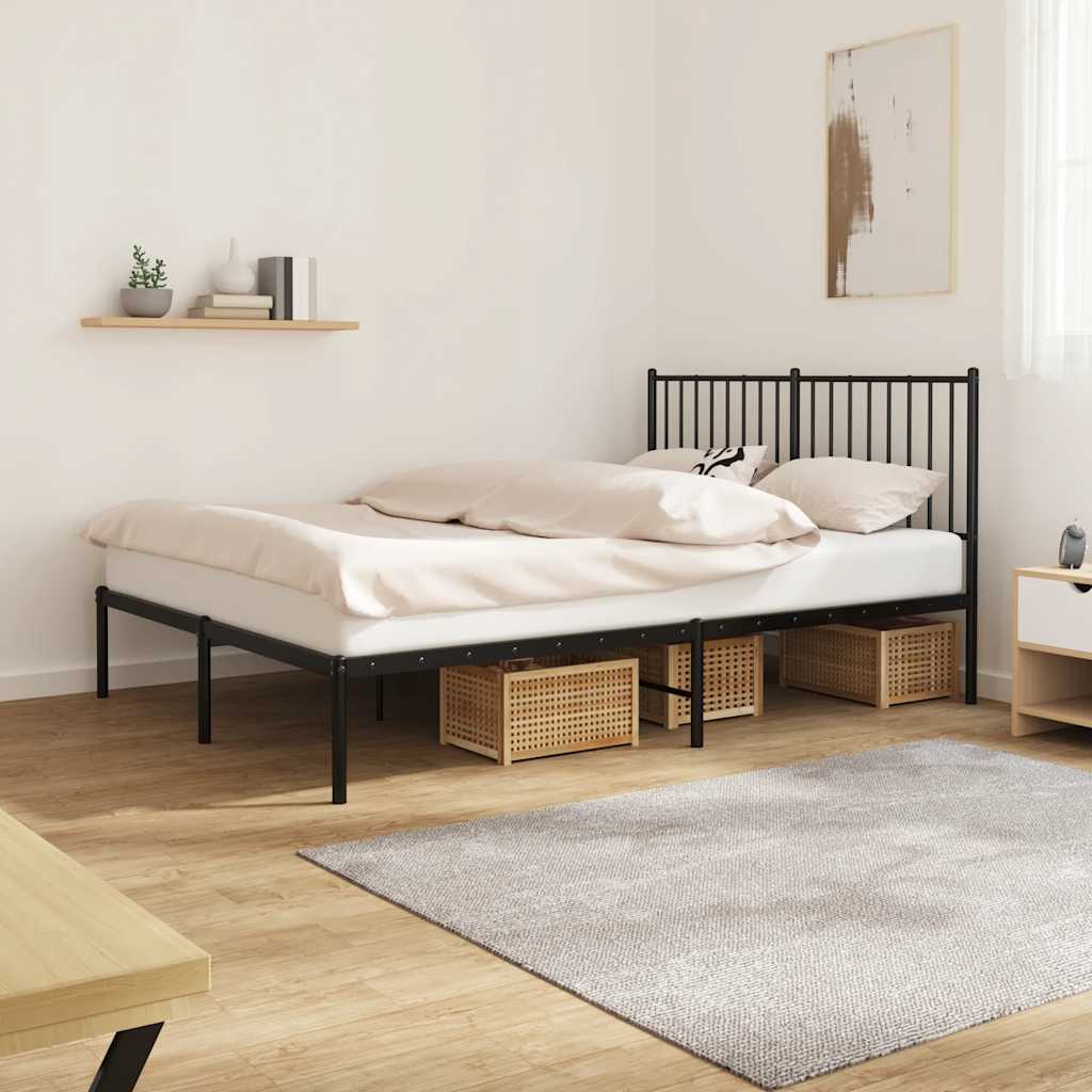sengeramme med sengegavl 140x200 cm metal sort