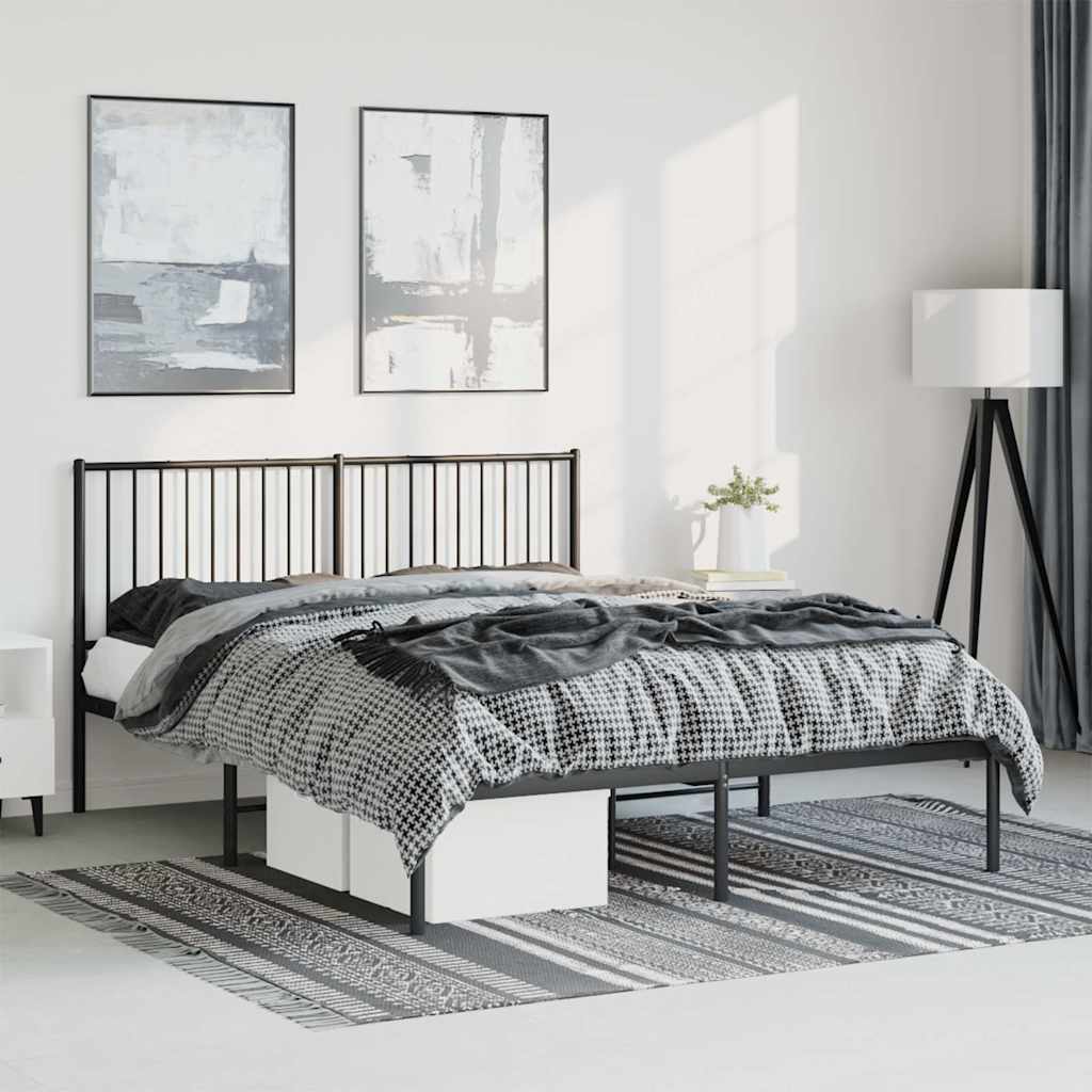 sengeramme med sengegavl 150x200 cm metal sort