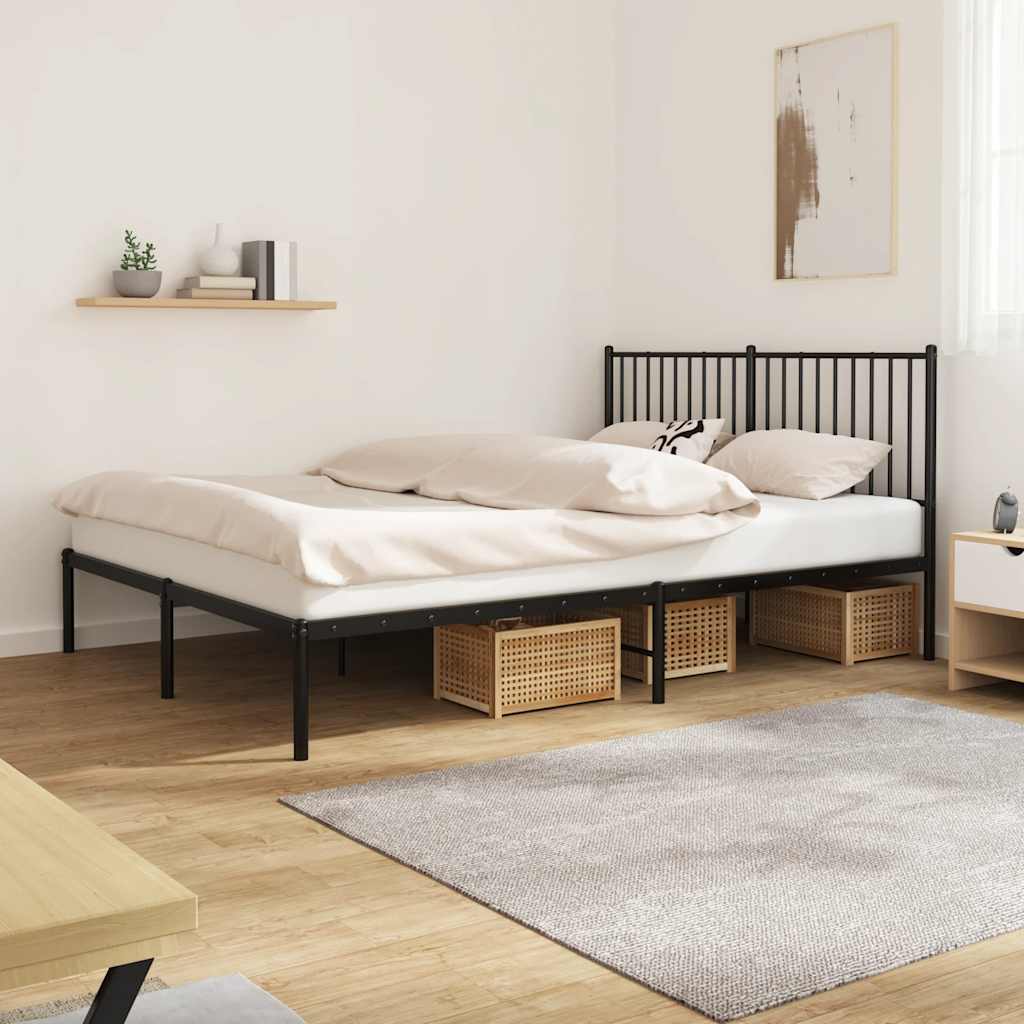 sengeramme med sengegavl 160x200 cm metal sort