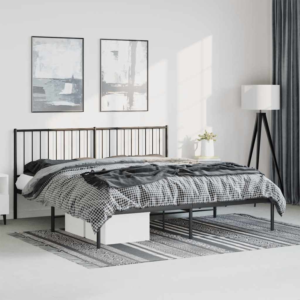 sengeramme med sengegavl 183x213 cm metal sort