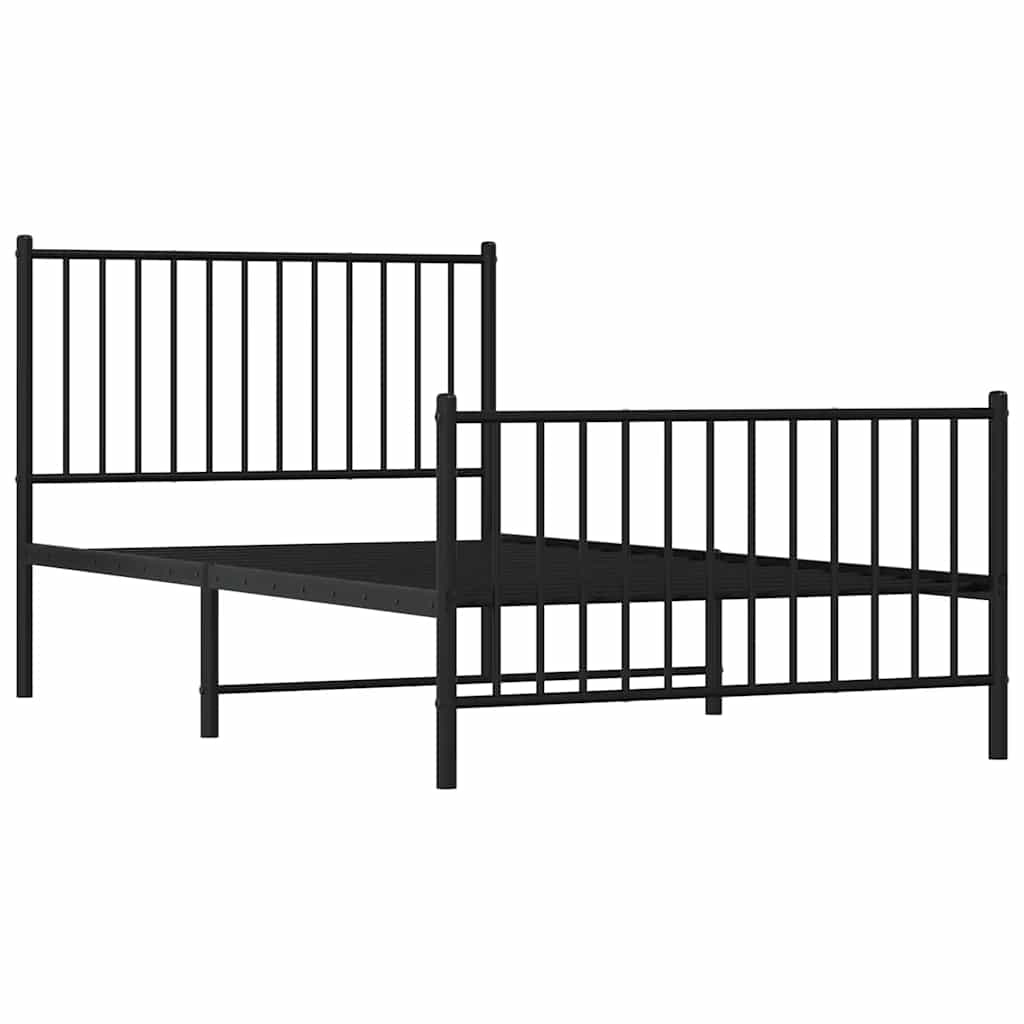 sengeramme med sengegavl og fodgærde 100x190 cm metal sort