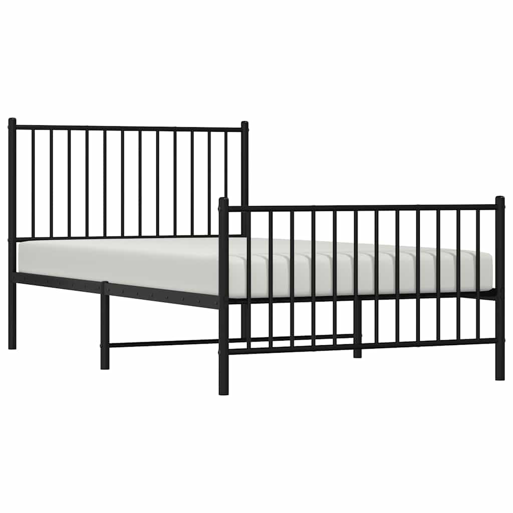 sengeramme med sengegavl og fodgærde 100x190 cm metal sort
