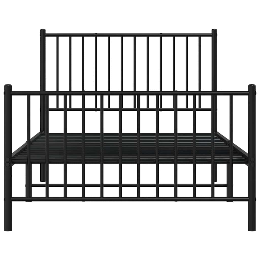 sengeramme med sengegavl og fodgærde 100x190 cm metal sort