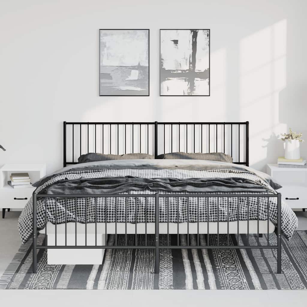 sengeramme med sengegavl og fodgærde 183x213 cm metal sort