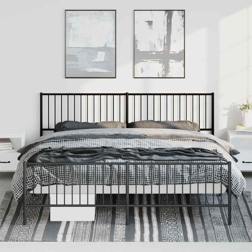 sengeramme med sengegavl og fodgærde 193x203 cm metal sort