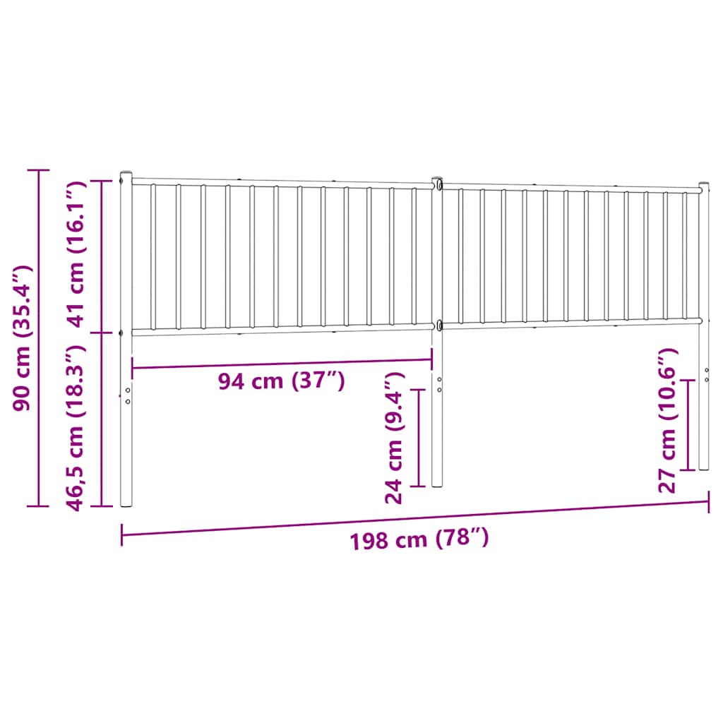 udskiftningsgavl 193 cm metal sort
