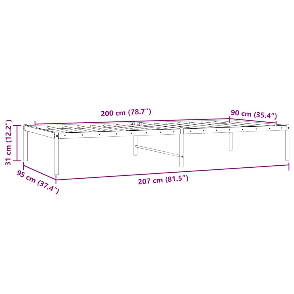 sengeramme 90x200 cm metal hvid