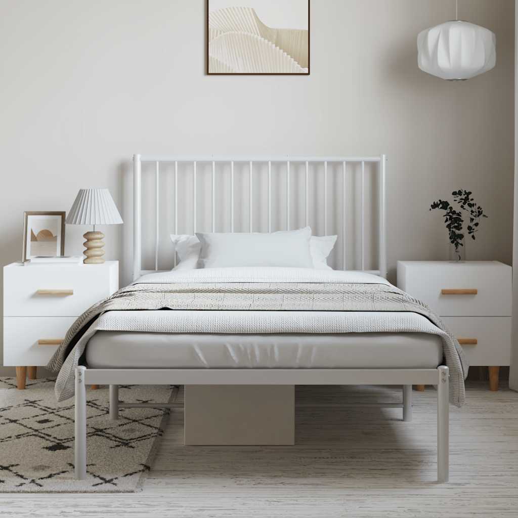sengeramme med sengegavl 100x190 cm metal hvid
