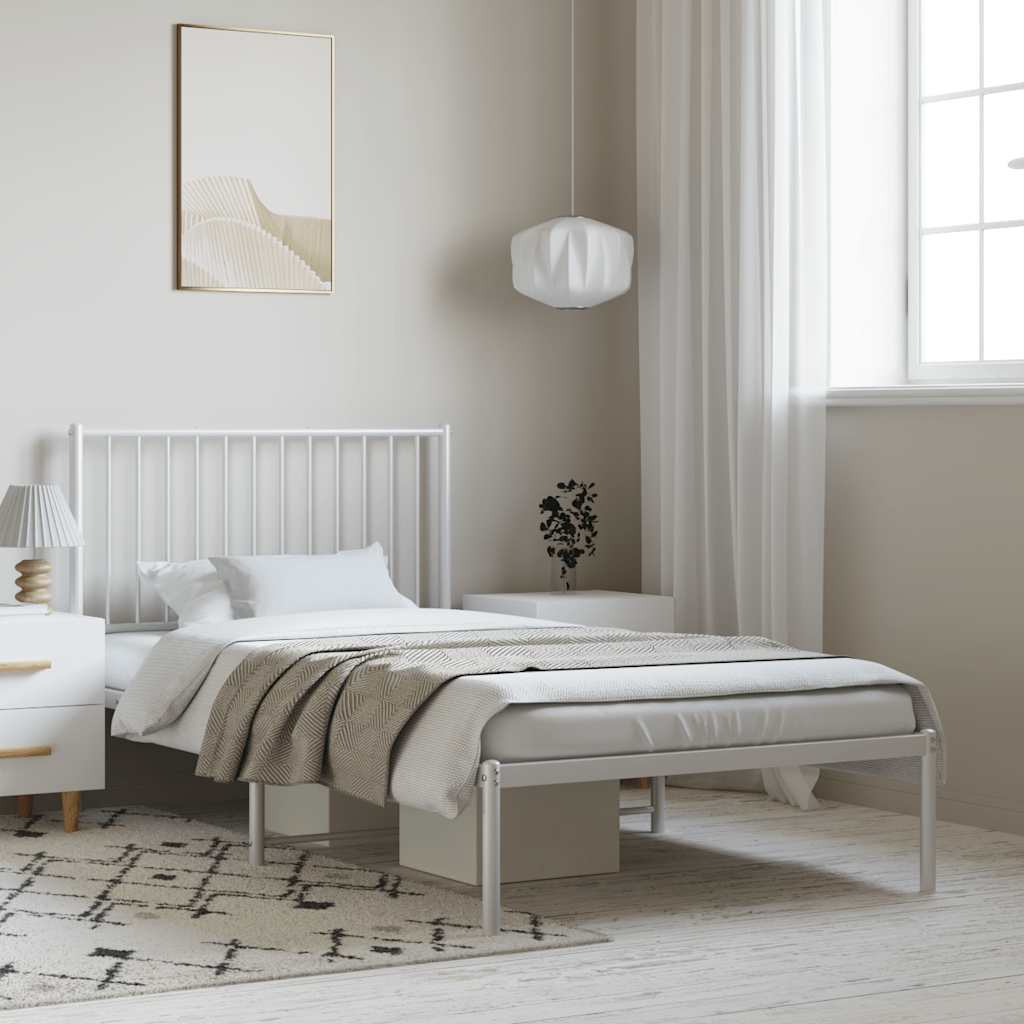 sengeramme med sengegavl 100x200 cm metal hvid