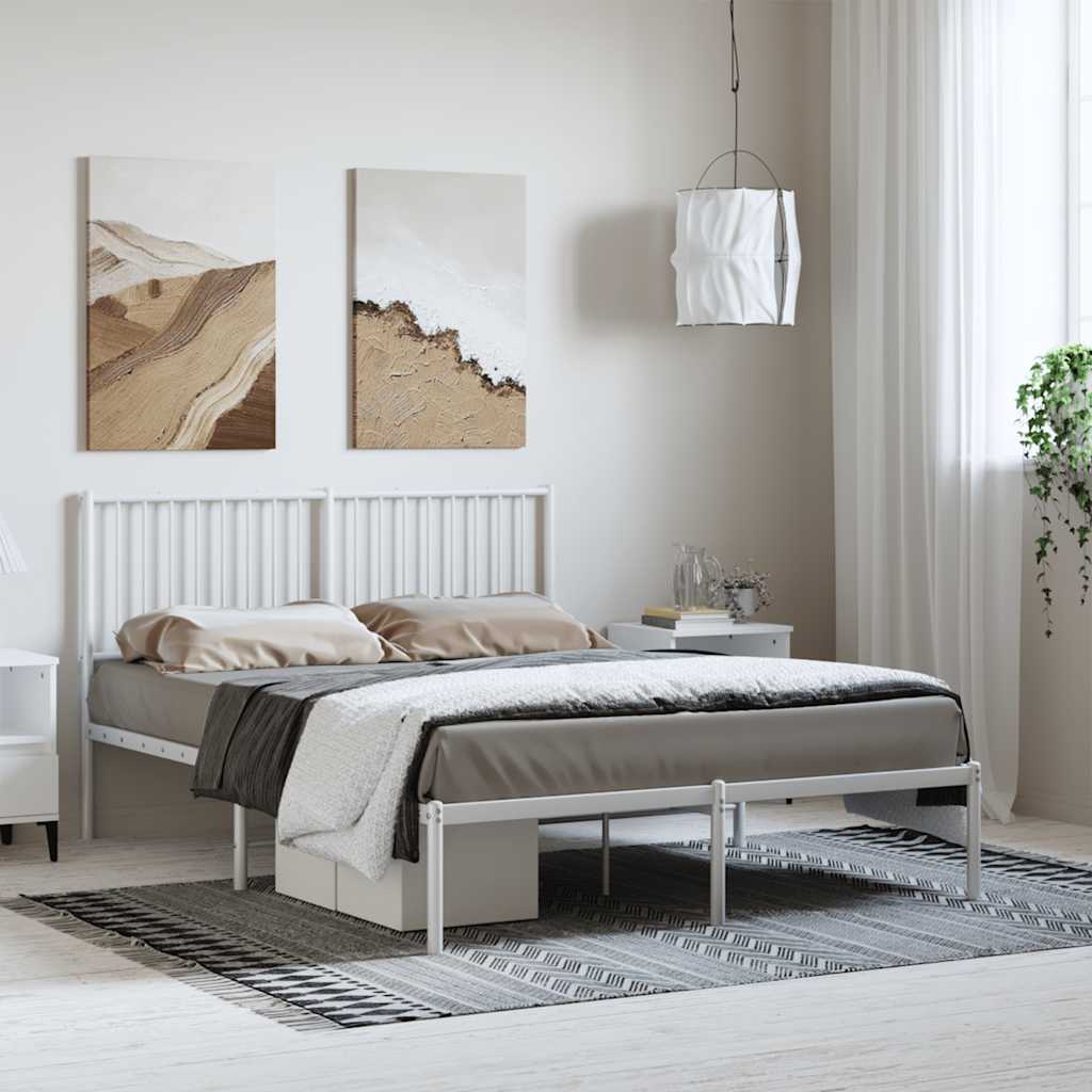 sengeramme med sengegavl 135x190 cm metal hvid