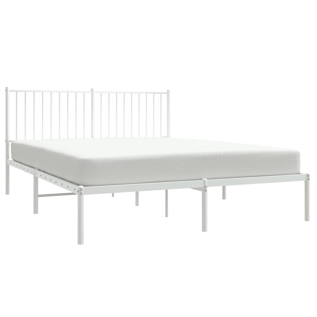 sengeramme med sengegavl 160x200 cm metal hvid