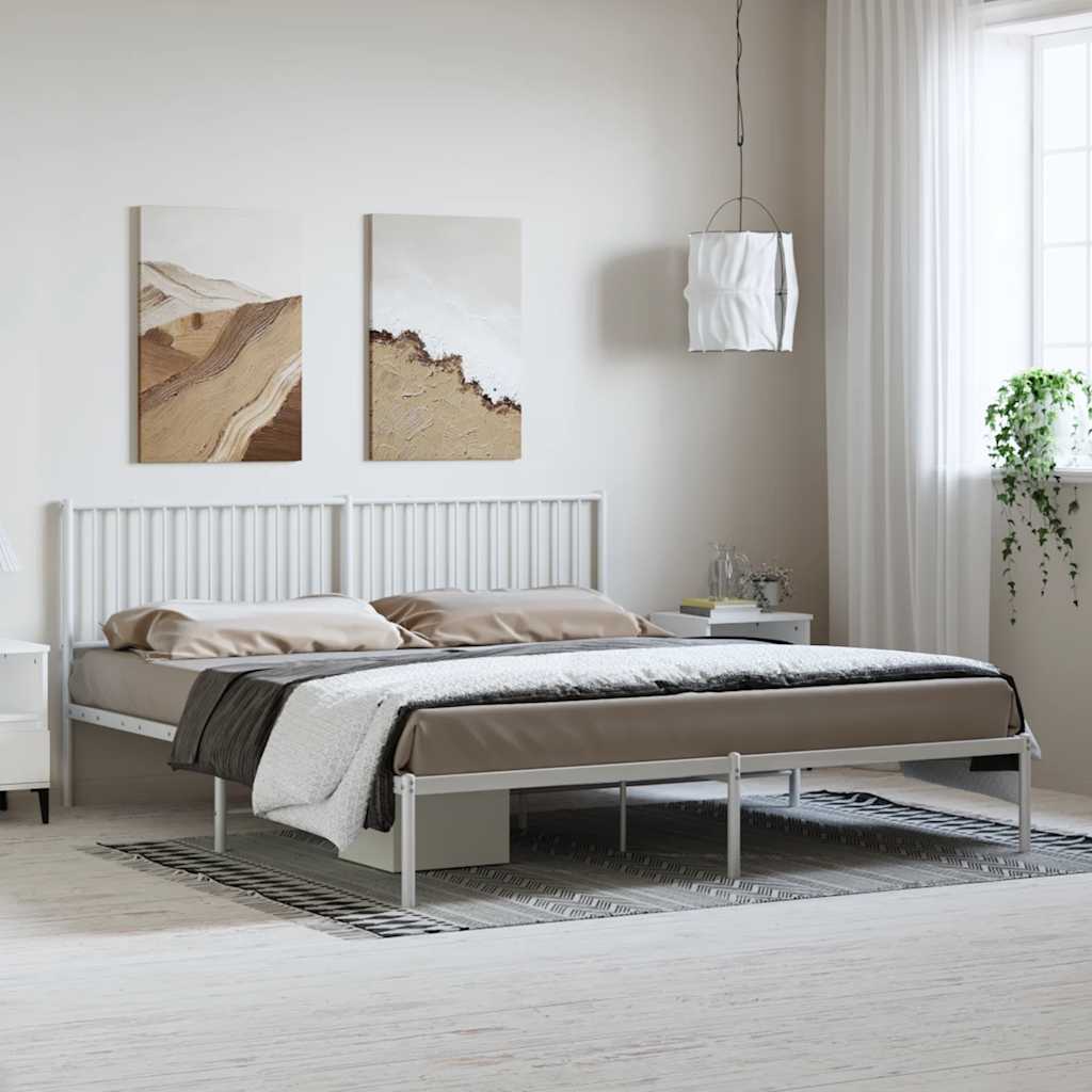 sengeramme med sengegavl 183x213 cm metal hvid