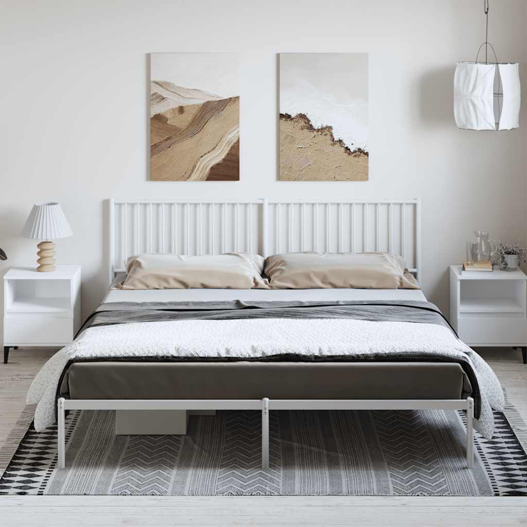 sengeramme med sengegavl 183x213 cm metal hvid