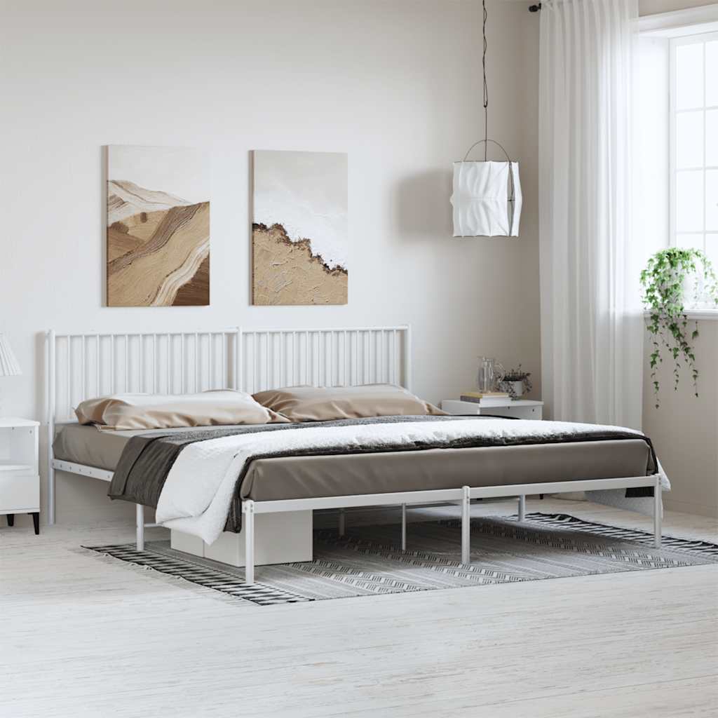 sengeramme med sengegavl 193x203 cm metal hvid