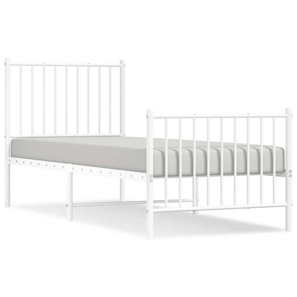 sengeramme med sengegavl og fodgærde 80x200 cm metal hvid