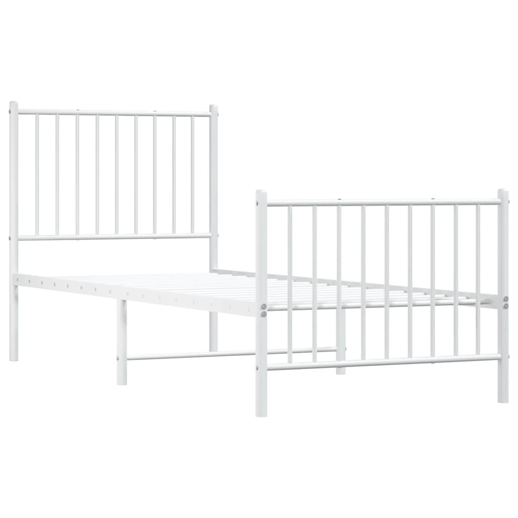 sengeramme med sengegavl og fodgærde 80x200 cm metal hvid