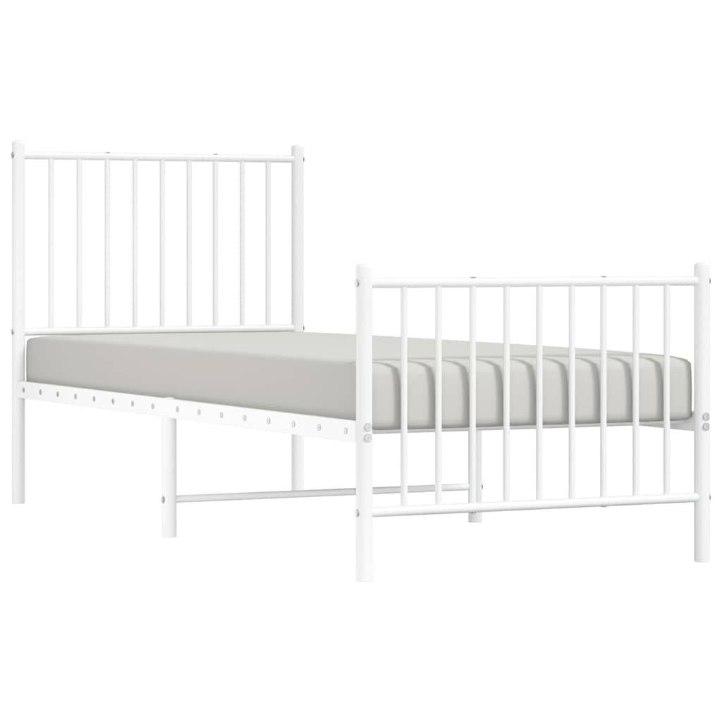 sengeramme med sengegavl og fodgærde 80x200 cm metal hvid