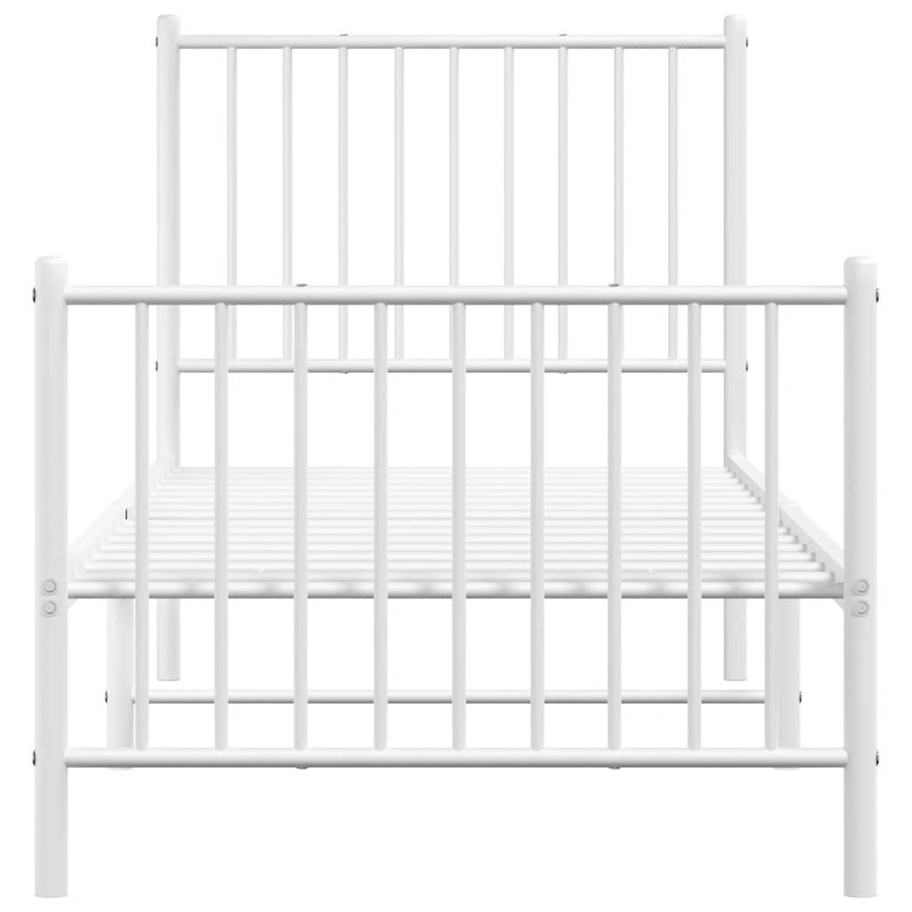 sengeramme med sengegavl og fodgærde 80x200 cm metal hvid