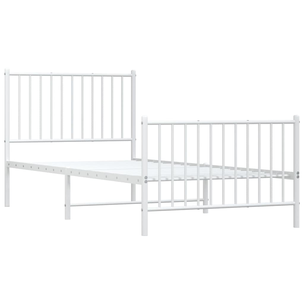 sengeramme med sengegavl og fodgærde 90x200 cm metal hvid