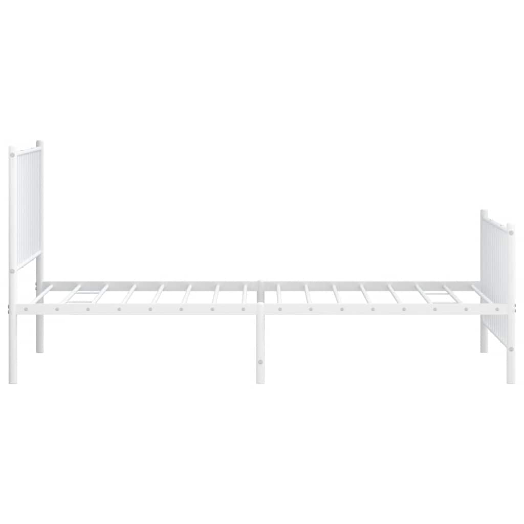 sengeramme med sengegavl og fodgærde 100x190 cm metal hvid