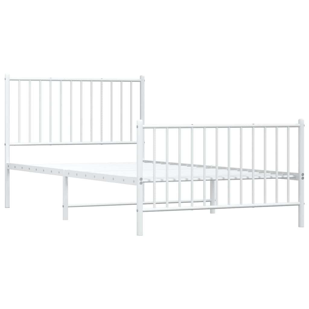 sengeramme med sengegavl og fodgærde 100x200 cm metal hvid