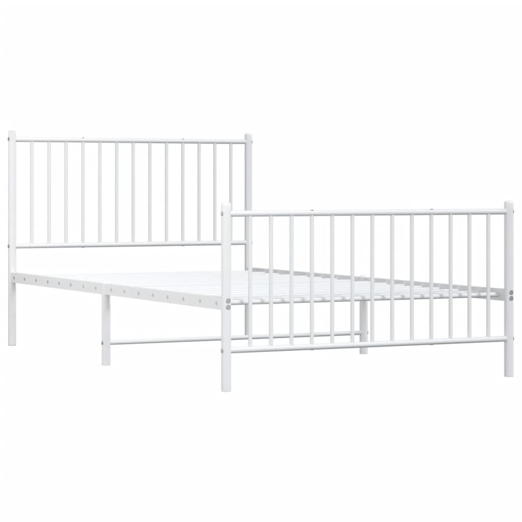 sengeramme med sengegavl og fodgærde 107x203 cm metal hvid