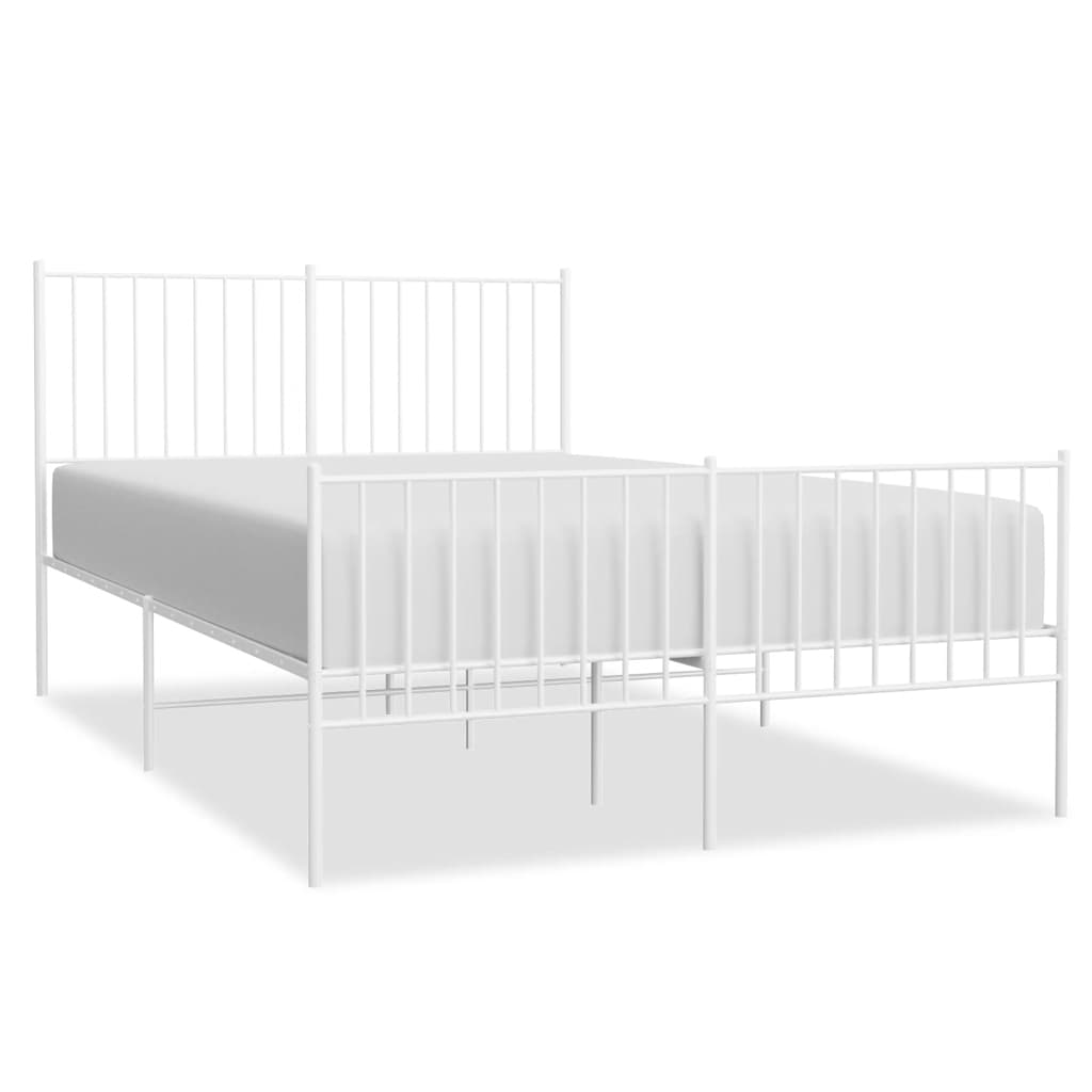 sengeramme med sengegavl og fodgærde 135x190 cm metal hvid