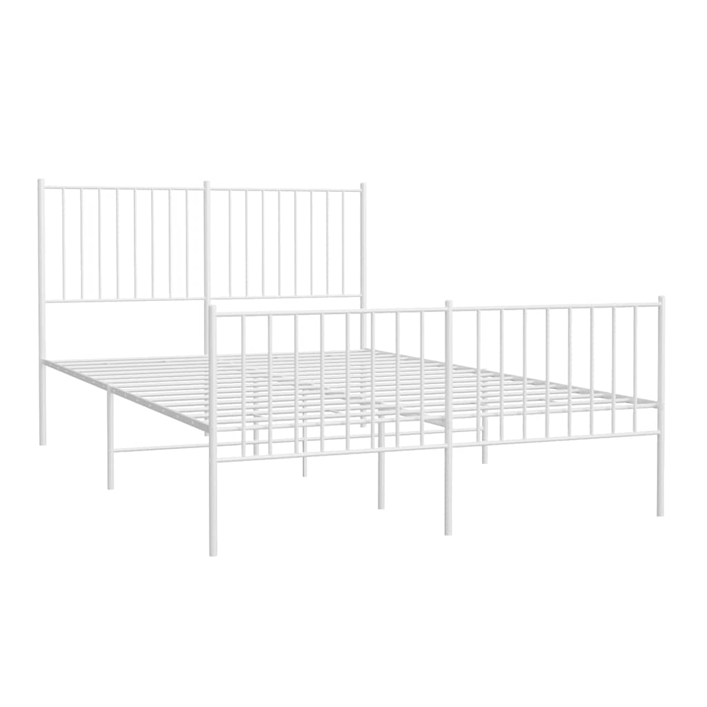 sengeramme med sengegavl og fodgærde 135x190 cm metal hvid