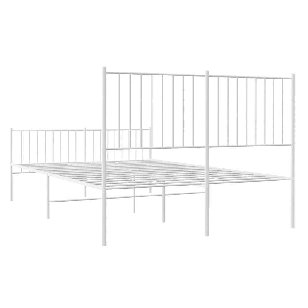 sengeramme med sengegavl og fodgærde 135x190 cm metal hvid