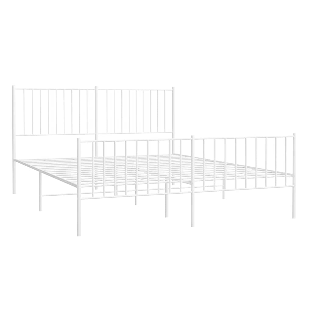 sengeramme med sengegavl og fodgærde 160x200 cm metal hvid