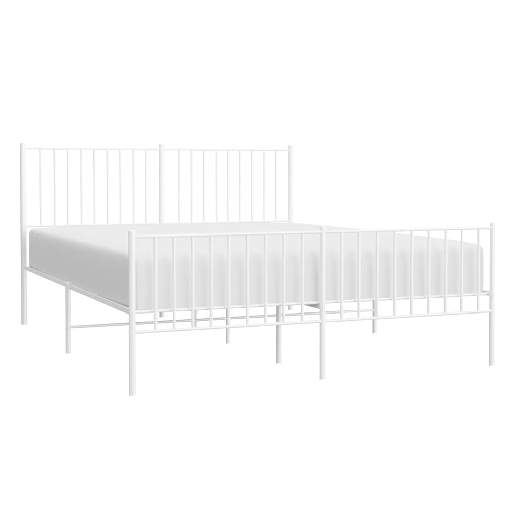 sengeramme med sengegavl og fodgærde 160x200 cm metal hvid