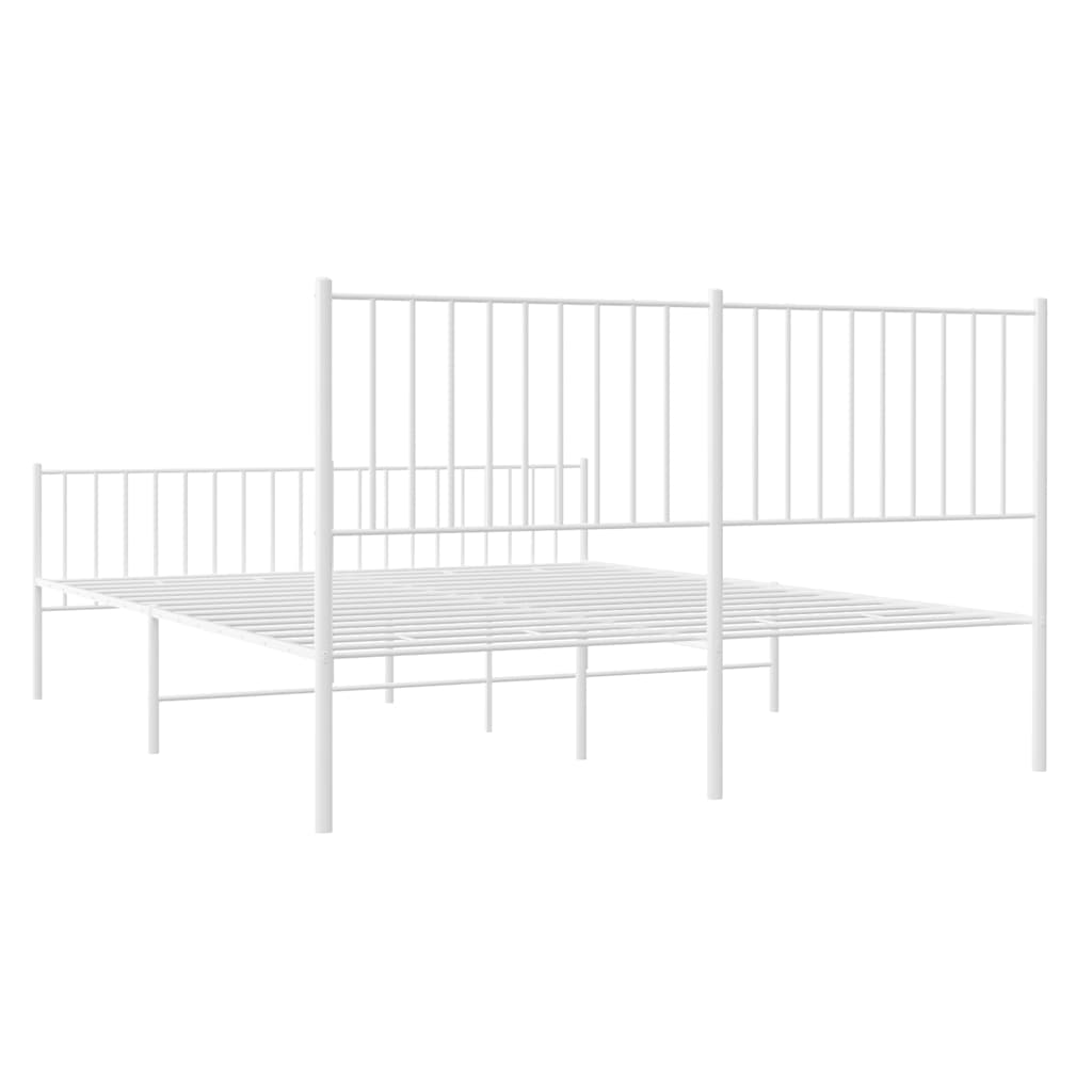 sengeramme med sengegavl og fodgærde 160x200 cm metal hvid
