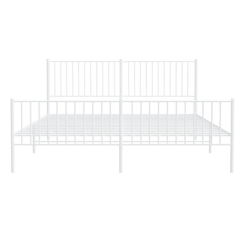 sengeramme med sengegavl og fodgærde 183x213 cm metal hvid