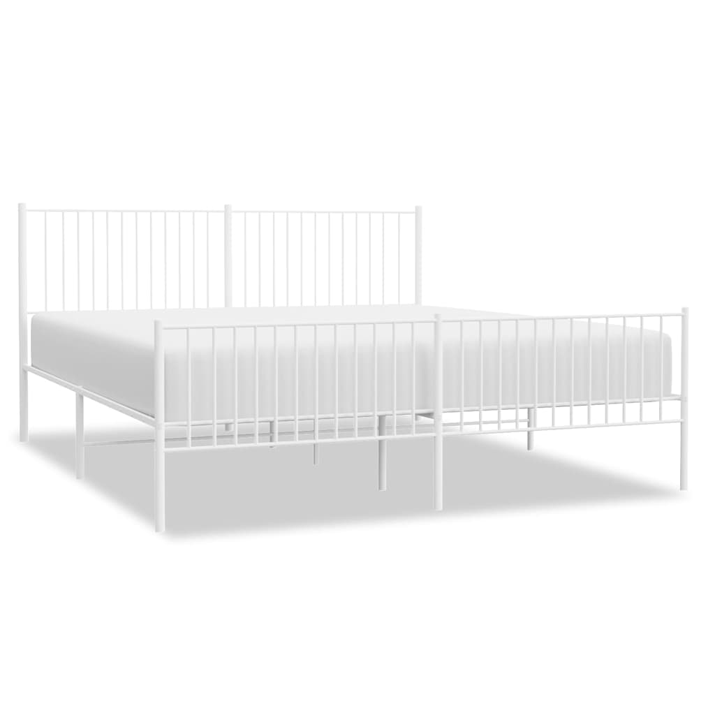sengeramme med sengegavl og fodgærde 193x203 cm metal hvid