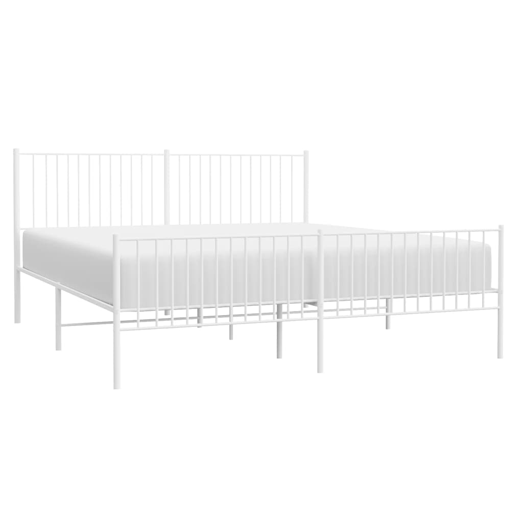 sengeramme med sengegavl og fodgærde 193x203 cm metal hvid